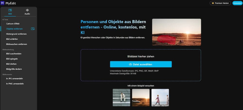 MyEdit - Online-Editor mit KI-Objektentfernung